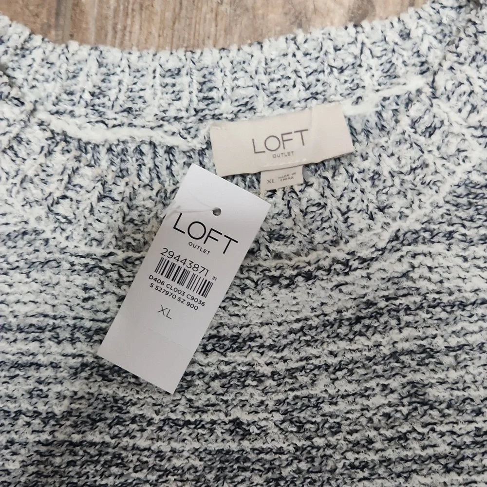 NWT  Loft outlet XL Short Sleeve Sweater Marled Gray - Picture 5 of 10